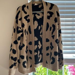 Leopard Print Hem&Thread Cardigan